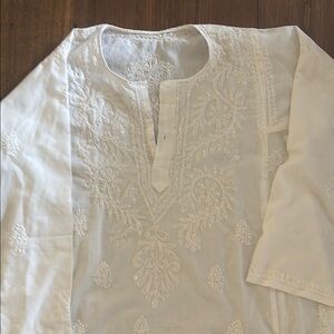 Elegant White Embroidered women's Shirt